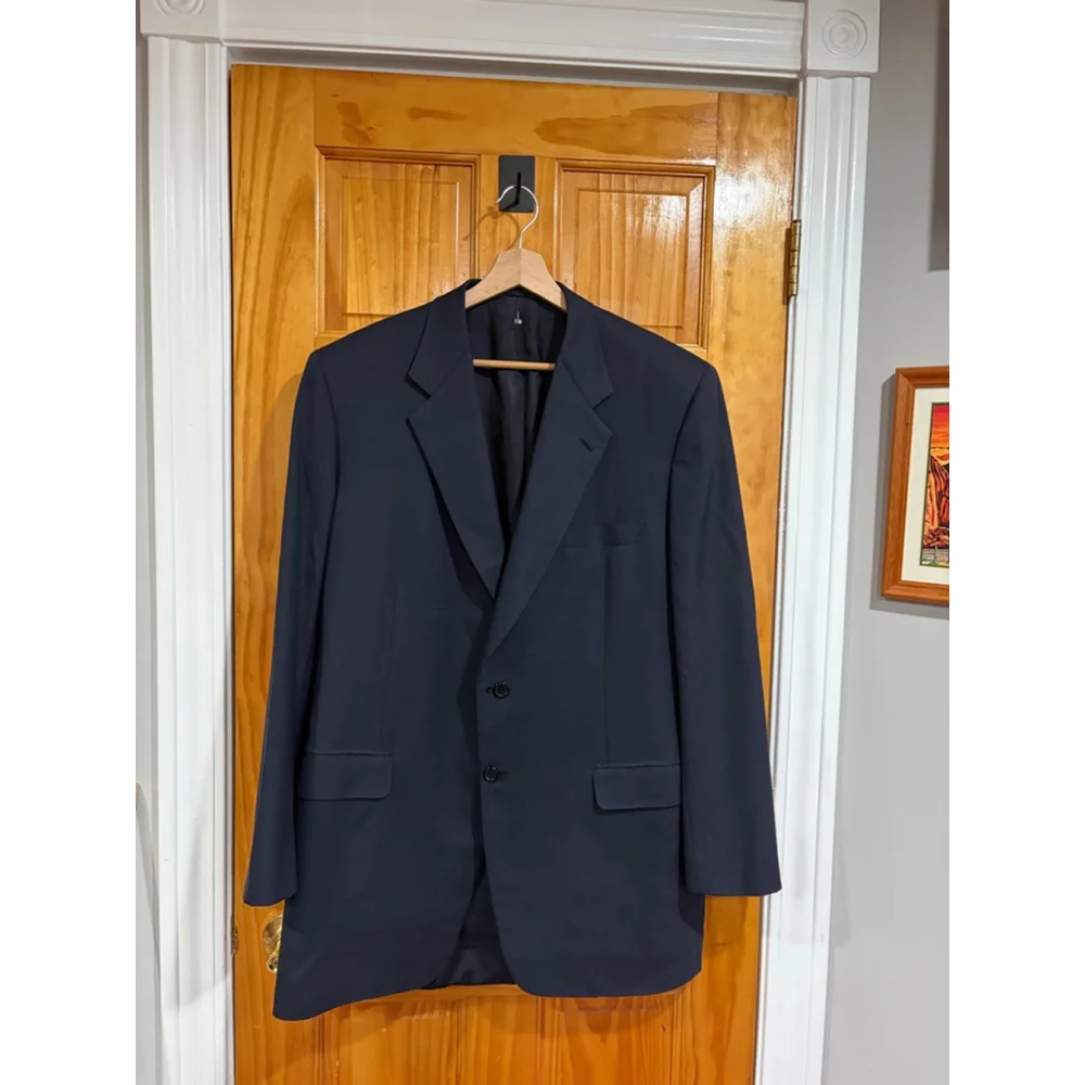 Brioni for Neiman Marcus Navy Super 150s Wool Blazer Italy Tailored 46L
